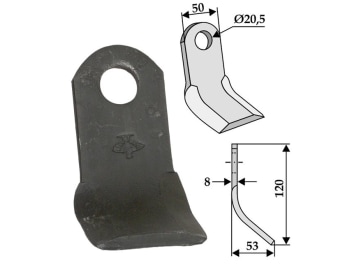 Industriehof® Y-Messer 120 x 50 x 8 mm, Bohrung 20,5 mm, für Willibald, 63-IND-46 Industriehof® Y-Messer 120 x 50 x 8 mm, Bohrung 20,5 mm, für Willibald, 63-IND-46