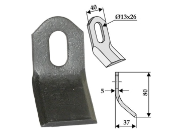 Industriehof® Y-Messer 80 x 40 x 5 mm, Bohrung 26 x 13 mm, für Breviglieri, Dragone, Falc, Kuhn, Kverneland, 63-MAL-24 Industriehof® Y-Messer 80 x 40 x 5 mm, Bohrung 26 x 13 mm, für Breviglieri, Dragone, Falc, Kuhn, Kverneland, 63-MAL-24