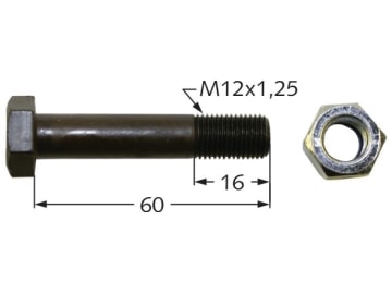 Industriehof® Sechskantschraube M 12 x 1,25 x 60 - 10.9 mit Sicherungsmutter für Perfect, 63-PER-91 Industriehof® Sechskantschraube M 12 x 1,25 x 60 - 10.9 mit Sicherungsmutter für Perfect, 63-PER-91