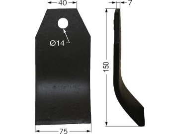 Industriehof® Rübenroderklinge 150 x 40/75 x 7 mm, Bohrung 14 mm, für Taarup, Tim, 63-TAA-03 Industriehof® Rübenroderklinge 150 x 40/75 x 7 mm, Bohrung 14 mm, für Taarup, Tim, 63-TAA-03
