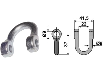 Industriehof® Schäkel gerade, Bohrung 9 mm, für Ferri, Maschio, Terranova, 63-TRR-03 Industriehof® Schäkel gerade, Bohrung 9 mm, für Ferri, Maschio, Terranova, 63-TRR-03