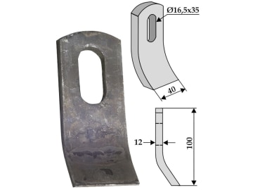 Industriehof® Schlegelmesser 100 x 40 x 12 mm, Bohrung 35 x 16,5 mm, für Mulcher Falc, Herder, Quivogne, Votex, 63-VOT-55 Industriehof® Schlegelmesser 100 x 40 x 12 mm, Bohrung 35 x 16,5 mm, für Mulcher Falc, Herder, Quivogne, Votex, 63-VOT-55