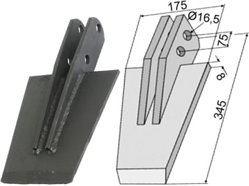 Industriehof® Spaten 345 x 175 x 8 mm, Abstand Bohrungen 75 mm, Bohrung 16,5 mm, für Celli, 631-VAN-03 Industriehof® Spaten 345 x 175 x 8 mm, Abstand Bohrungen 75 mm, Bohrung 16,5 mm, für Celli, 631-VAN-03
