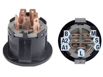 Zündschloss Einbaumaß Ø 48,5 mm, 7 x Steckanschluss, 4 Positionen, Magnetzündung Zündschloss Einbaumaß Ø 48,5 mm, 7 x Steckanschluss, 4 Positionen, Magnetzündung