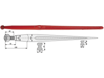 Industriehof® Steingabelzinken 1.000 mm; 1.200 mm, M 28 x 1,5, mit konischer Mutter für Kverneland Industriehof® Steingabelzinken 1.000 mm; 1.200 mm, M 28 x 1,5, mit konischer Mutter für Kverneland