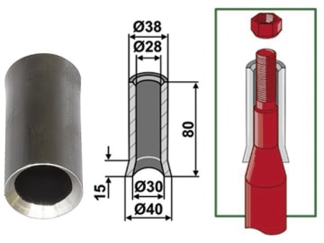Industriehof® Einschweißbuchse Ø innen 30 mm; 28 mm, Ø außen 40 mm; 38 mm, 18100-9 Industriehof® Einschweißbuchse Ø innen 30 mm; 28 mm, Ø außen 40 mm; 38 mm, 18100-9