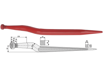 Industriehof® Frontladerzinken 600 mm, M 22 x 1,5, spitz, gekröpft, für Weidemann, 18600 Industriehof® Frontladerzinken 600 mm, M 22 x 1,5, spitz, gekröpft, für Weidemann, 18600