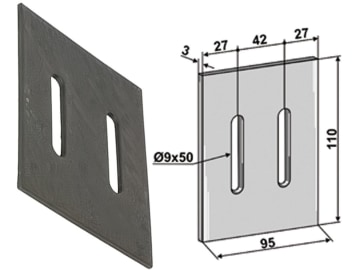 Industriehof® Abstreifer 110 x 95 x 3 mm, Bohrung 50 x 9 mm für Maschio, 51-M202L Industriehof® Abstreifer 110 x 95 x 3 mm, Bohrung 50 x 9 mm für Maschio, 51-M202L