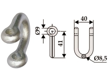 Industriehof® Schäkel gerade, Bohrung 9 mm, für Agritec, Stoll, 63-AGT-91 Industriehof® Schäkel gerade, Bohrung 9 mm, für Agritec, Stoll, 63-AGT-91