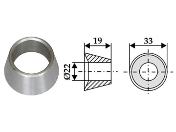 Industriehof® Zentrierbuchse Ø 33 mm, Bohrung 22 mm, Höhe 19 mm für Frontlader, Silozinken, Futtermischermesser, 18100-5 Industriehof® Zentrierbuchse Ø 33 mm, Bohrung 22 mm, Höhe 19 mm für Frontlader, Silozinken, Futtermischermesser, 18100-5