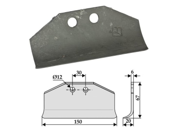Industriehof® Schlegelmesser 67 x 150 x 6 mm, Bohrung 12 mm, für Humus Fräsen, 63-HUM-07, 63-HUM-07 Industriehof® Schlegelmesser 67 x 150 x 6 mm, Bohrung 12 mm, für Humus Fräsen, 63-HUM-07, 63-HUM-07