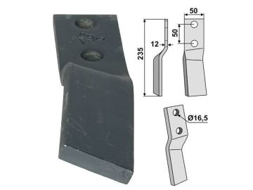 Industriehof® Rotorzinken 235 x 50 x 12 mm, Bohrung 16,5 mm für Howard, HOW-15L Industriehof® Rotorzinken 235 x 50 x 12 mm, Bohrung 16,5 mm für Howard, HOW-15L