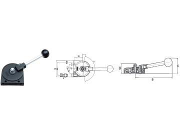 Regulierhebel links/rechts Magura 22, 156 °, Hub 80 mm, E 75 mm, Übersetzung 1:4,5 Regulierhebel links/rechts Magura 22, 156 °, Hub 80 mm, E 75 mm, Übersetzung 1:4,5