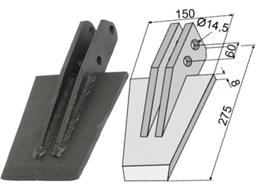 Industriehof® Spaten 275 x 150 x 8 mm, Abstand Bohrungen 60 mm, Bohrung 14,5 mm, für Celli, 631-VAN-29 Industriehof® Spaten 275 x 150 x 8 mm, Abstand Bohrungen 60 mm, Bohrung 14,5 mm, für Celli, 631-VAN-29