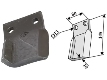 Industriehof® Schlegelhäckslerklinge links, Bohrung 13 mm, für Humus, 63-IND-149-L Industriehof® Schlegelhäckslerklinge links, Bohrung 13 mm, für Humus, 63-IND-149-L