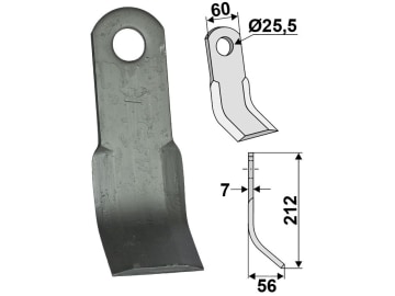 Industriehof® Y-Messer 212 x 60 x 7 mm, Bohrung 25,5 mm, für Tierre, 63-TIE-03 Industriehof® Y-Messer 212 x 60 x 7 mm, Bohrung 25,5 mm, für Tierre, 63-TIE-03