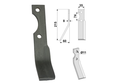 Industriehof® Rotorzinken links 215 x 35 x 8 mm, Bohrung 11 mm für Simon, IND-10L Industriehof® Rotorzinken links 215 x 35 x 8 mm, Bohrung 11 mm für Simon, IND-10L
