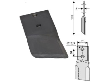 Industriehof® Schlegelmesser gerade links/rechts 195 x 75 x 8 mm, Bohrung 12,5 mm, für Perfect Fräsen Industriehof® Schlegelmesser gerade links/rechts 195 x 75 x 8 mm, Bohrung 12,5 mm, für Perfect Fräsen