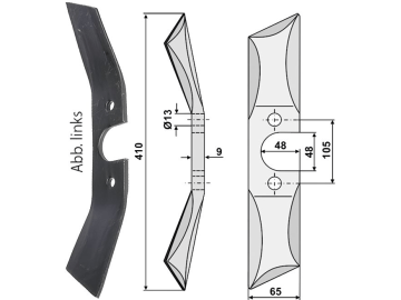 Industriehof® Rollspatenmesser links/rechts 410 x 65 x 9 mm Bohrung 13 mm für Direktsaatmaschine "Pöttinger-Rabe" Industriehof® Rollspatenmesser links/rechts 410 x 65 x 9 mm Bohrung 13 mm für Direktsaatmaschine "Pöttinger-Rabe"