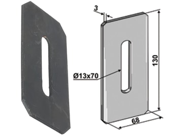 Industriehof® Abstreifer 130 x 68 x 3 mm, Bohrung 70 x 13 mm für Feraboli, 51-F101 Industriehof® Abstreifer 130 x 68 x 3 mm, Bohrung 70 x 13 mm für Feraboli, 51-F101