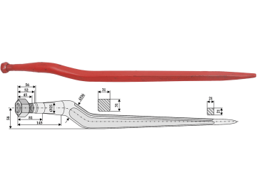 Industriehof® Frontladerzinken 830 mm, M 24 x 1,5, spitz, gekröpft, für Zens, Chief, 18846 Industriehof® Frontladerzinken 830 mm, M 24 x 1,5, spitz, gekröpft, für Zens, Chief, 18846