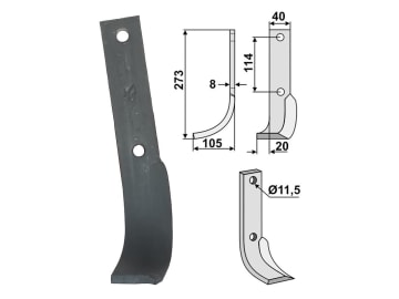 Industriehof® Fräsmesser links 273 x 40 x 8 mm, Bohrung 11,5 mm für Howard, HOW-07L Industriehof® Fräsmesser links 273 x 40 x 8 mm, Bohrung 11,5 mm für Howard, HOW-07L