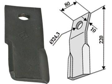 Industriehof® Schlegelmesser links/rechts 220 x 80 x 10 mm, Bohrung 24,3 mm, für Humus Fräsen Industriehof® Schlegelmesser links/rechts 220 x 80 x 10 mm, Bohrung 24,3 mm, für Humus Fräsen