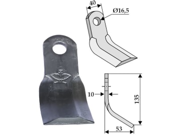 Industriehof® Y-Messer 135 x 40 x 10 mm, Bohrung 16,5 mm, für Aedes, Pircher, 63-AED-08 Industriehof® Y-Messer 135 x 40 x 10 mm, Bohrung 16,5 mm, für Aedes, Pircher, 63-AED-08