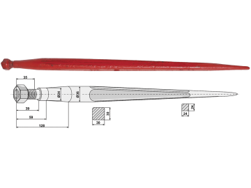 Industriehof® Frontladerzinken 680 mm, M 22 x 1,5, spitz, gerade, für universal, 18684 Industriehof® Frontladerzinken 680 mm, M 22 x 1,5, spitz, gerade, für universal, 18684