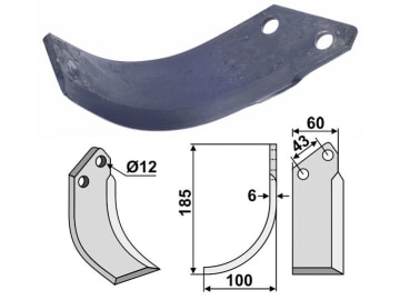 Industriehof® Fräsmesser rechts 185 x 100 x 6 mm, Bohrung 12 mm für Agria, AGR-22R Industriehof® Fräsmesser rechts 185 x 100 x 6 mm, Bohrung 12 mm für Agria, AGR-22R