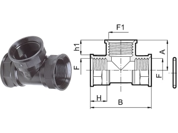 Agrotop T-Stück G 1/2" IG (BSP) / G 3/4" IG (BSP) mit Innengewinde (IG), 10711 Agrotop T-Stück G 1/2" IG (BSP) / G 3/4" IG (BSP) mit Innengewinde (IG), 10711