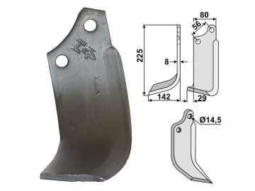 Industriehof® Fräsmesser links 225 x 80 x 8 mm, Bohrung 14,5 mm für Maschio, MAS-03L Industriehof® Fräsmesser links 225 x 80 x 8 mm, Bohrung 14,5 mm für Maschio, MAS-03L