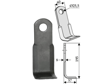 Industriehof® Y-Messer 195 x 60 x 8 mm, Bohrung 25,5 mm, für Quivogne, 63-SIC-03 Industriehof® Y-Messer 195 x 60 x 8 mm, Bohrung 25,5 mm, für Quivogne, 63-SIC-03