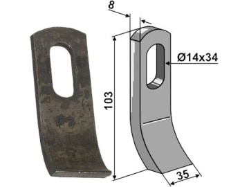Industriehof® Schlegelmesser 103 x 35 x 8 mm, Bohrung 34 x 14 mm, für Noremat, Rousseau, S.M.A., 63-ROU-52 Industriehof® Schlegelmesser 103 x 35 x 8 mm, Bohrung 34 x 14 mm, für Noremat, Rousseau, S.M.A., 63-ROU-52