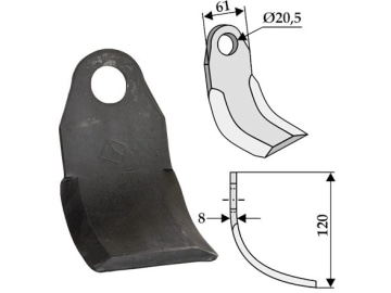 Industriehof® Fräsmesser 120 x 61 x 8 mm, Bohrung 20,5 mm für Perfect, Tünnissen & Stocks, 63-IND-70 Industriehof® Fräsmesser 120 x 61 x 8 mm, Bohrung 20,5 mm für Perfect, Tünnissen & Stocks, 63-IND-70