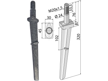 Industriehof® Kreiseleggenzinken links/rechts, 320 mm, M 20 x 1,5 für Frandent, RH-130 Industriehof® Kreiseleggenzinken links/rechts, 320 mm, M 20 x 1,5 für Frandent, RH-130