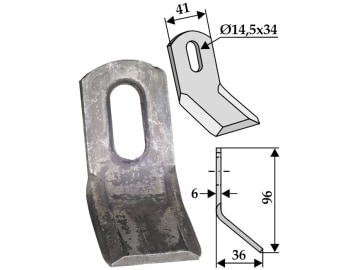 Industriehof® Y-Messer 96 x 41 x 6 mm, Bohrung 34 x 14,5 mm, für Mulcher: universal, Carroy et Giraudon, 63-UNI-02 Industriehof® Y-Messer 96 x 41 x 6 mm, Bohrung 34 x 14,5 mm, für Mulcher: universal, Carroy et Giraudon, 63-UNI-02