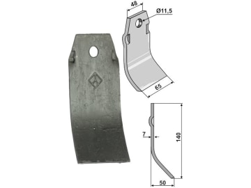 Industriehof® Schlegelmesser 140 x 48/65 x 7 mm, Bohrung 11,5 mm, für Spragelse-Micra Fräsen, 63-SPR-02 Industriehof® Schlegelmesser 140 x 48/65 x 7 mm, Bohrung 11,5 mm, für Spragelse-Micra Fräsen, 63-SPR-02