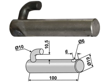 Industriehof® Bolzen 100 x 19 mm, Bohrung 6 mm für Spraglese-Mica, 63-SPR-52 Industriehof® Bolzen 100 x 19 mm, Bohrung 6 mm für Spraglese-Mica, 63-SPR-52
