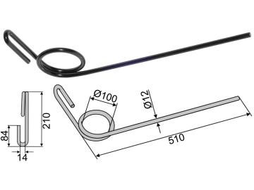 Industriehof® Striegelzinken 510 x 12 mm für Doublet Record, 10.ST-DO-1 Industriehof® Striegelzinken 510 x 12 mm für Doublet Record, 10.ST-DO-1