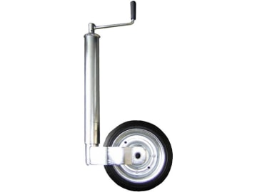 Stützrad Rundrohr außen 60 mm Stützlast 400 kg, 560 – 810 mm, Vollgummirad 255x80, verstärkt Stützrad Rundrohr außen 60 mm Stützlast 400 kg, 560 – 810 mm, Vollgummirad 255x80, verstärkt