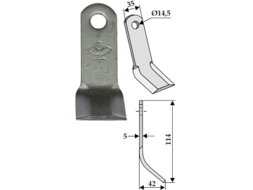 Industriehof® Y-Messer 114 x 35 x 5 mm, Bohrung 14,5 mm, für Agrimaster, Muratori, 63-AGM-04 Industriehof® Y-Messer 114 x 35 x 5 mm, Bohrung 14,5 mm, für Agrimaster, Muratori, 63-AGM-04