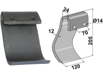 Industriehof® Schlegelmesser 205 x 120 x 12 mm, Bohrung 14 mm, für Mulcher Dücker Fräsen, 63-IND-196 Industriehof® Schlegelmesser 205 x 120 x 12 mm, Bohrung 14 mm, für Mulcher Dücker Fräsen, 63-IND-196