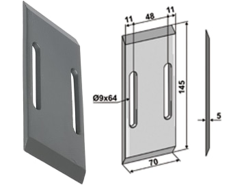 Industriehof® Abstreifer 145 x 70 x 5 mm, Bohrung 64 x 9 mm für Niemeyer, 51-N100 Industriehof® Abstreifer 145 x 70 x 5 mm, Bohrung 64 x 9 mm für Niemeyer, 51-N100