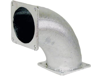 Hücobi Bogen "Perrot", 90 °, 159 mm, verzinkt, kurz, beidseitig 4-Eck-Flansch, 2459 159000 Hücobi Bogen "Perrot", 90 °, 159 mm, verzinkt, kurz, beidseitig 4-Eck-Flansch, 2459 159000
