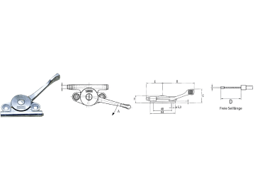 Regulierhebel rechts Magura 16, 100 °, Hub 28 mm, E 41,5 mm, Übersetzung 1:4,3 Regulierhebel rechts Magura 16, 100 °, Hub 28 mm, E 41,5 mm, Übersetzung 1:4,3