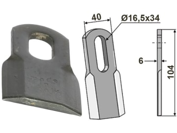 Industriehof® Schlegelmesser gerade 104 x 40 x 6 mm, Bohrung 34 x 16,5 mm, für Ferri, 63-FEI-49 Industriehof® Schlegelmesser gerade 104 x 40 x 6 mm, Bohrung 34 x 16,5 mm, für Ferri, 63-FEI-49