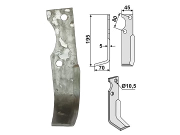 Industriehof® Fräsmesser rechts 195 x 45 x 5 mm, Bohrung 10,5 mm für Barbieri, FM-Matras, Goldoni, GOL-30R Industriehof® Fräsmesser rechts 195 x 45 x 5 mm, Bohrung 10,5 mm für Barbieri, FM-Matras, Goldoni, GOL-30R