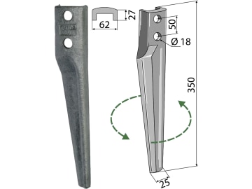 Industriehof® Kreiseleggenzinken links 62 x 350 x 27 mm, Bohrung 18 mm für Eberhardt, RH-1099L Industriehof® Kreiseleggenzinken links 62 x 350 x 27 mm, Bohrung 18 mm für Eberhardt, RH-1099L