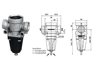 Wabco Druckbegrenzungsventil Ausgesteuerter Druck 5,7 + 0,3 bar Einstellbereich 1,2 – 6,2 bar, Entlüftung Nennweite 4 mm, Neuteil, 475 010 309 0 Wabco Druckbegrenzungsventil Ausgesteuerter Druck 5,7 + 0,3 bar Einstellbereich 1,2 – 6,2 bar, Entlüftung Nennweite 4 mm, Neuteil, 475 010 309 0